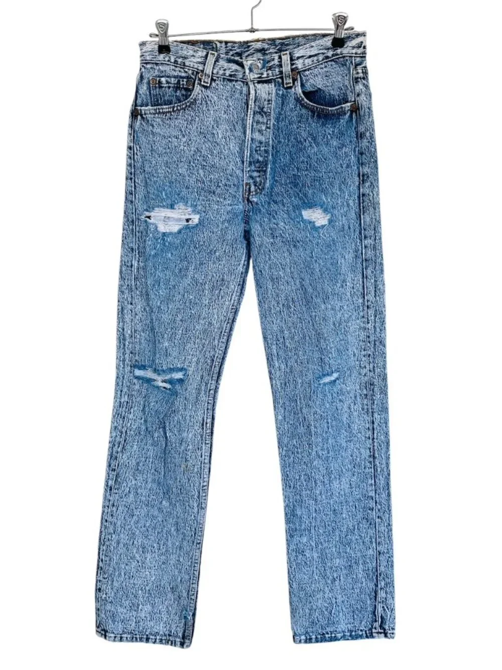Vtg 80s Levis 501 Button Fly Jeans Sz 30x32 Blue Acid Wash Thrashed Grunge Skate